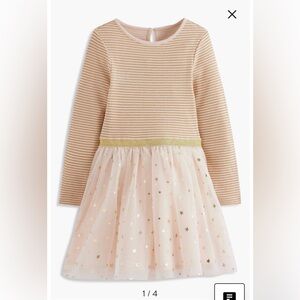 Kids' Metallic Stripe Tulle Skirt Dress